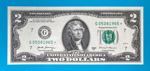 May 8, 1965 / 5 August 1965 (G 05081965 *) BIRTHDAY Note $2 Two Dollar Bill *UNC - Picture 2 of 4
