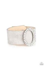 Paparazzi Center Stage Starlet - Silver - White Rhinestones -Snap Bracelet