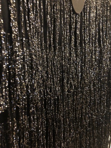 Cupio Black Sleeveless Shirt Tassels Sheer Glitter SZ Medium - Picture 3 of 7