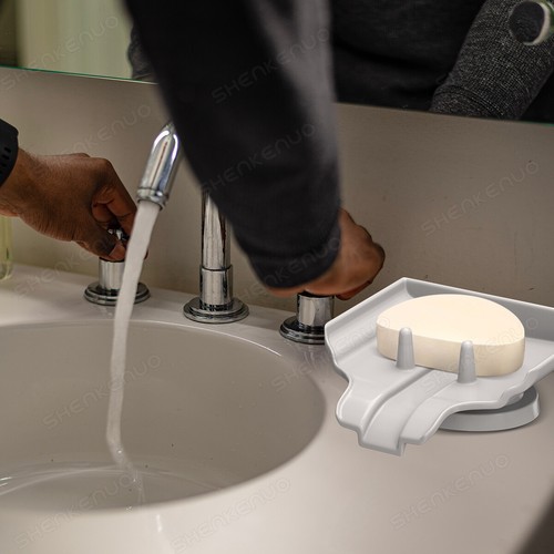 Non-Slip Soap Tray White Modern Convenient Simple Design Bathroom Hygienic - Bild 3 von 12