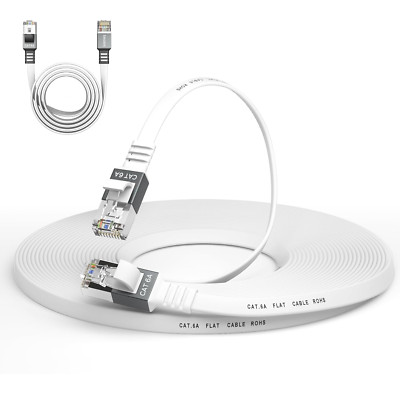 Cat 6A Ethernet Cable 50 Ft,Durable Flat Internet Network LAN Cable with 1.5Ft S