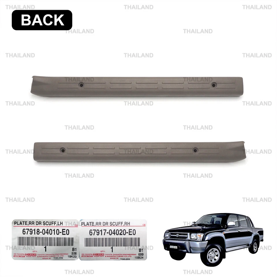 Rear Lh+Rh Scuff Plate Door Sill Cover For Toyota Hilux Tiger D4D 2001 - 2005 - Image 4 of 4