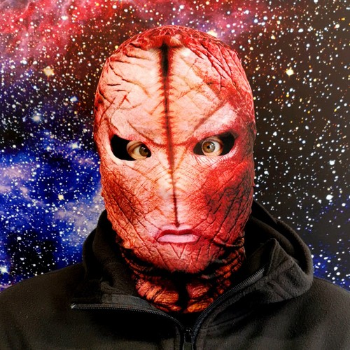 3D Effekt Gesicht Skin - Red Alien - Stoff - Halloween Maske - Bild 6 von 12