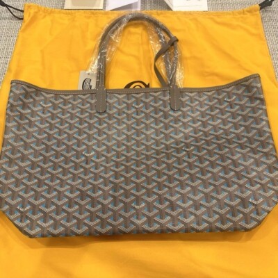 GOYARD Saint Louis PM Tote Bag Claire Voie Greige Turquoise
