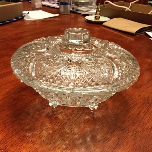 VINTAGE KIG MALAYSIA GLASS CANDY DISH BOWL WITH LID TOP - Picture 9 of 12