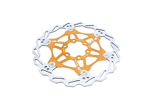SwishTi Floating MTB E-Bike Cyclocross Cycle Disc Brake Rotor 160mm 6" Gold - Picture 2 of 7