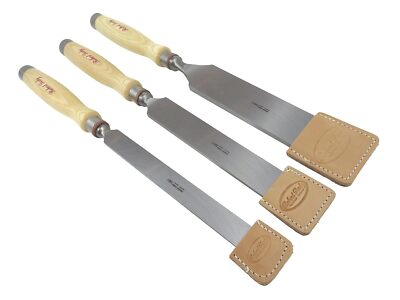 Sorby 3-PC Timber Framing Chisels (1'', 1-1/2'', 2'') with Leather Guards 19-1/2''