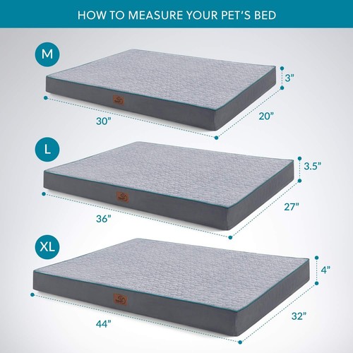 Bedsure Orthopedic Memory Foam Dog Bed 44X32 Waterproof Non Slip Cover Grey - Picture 7 of 9