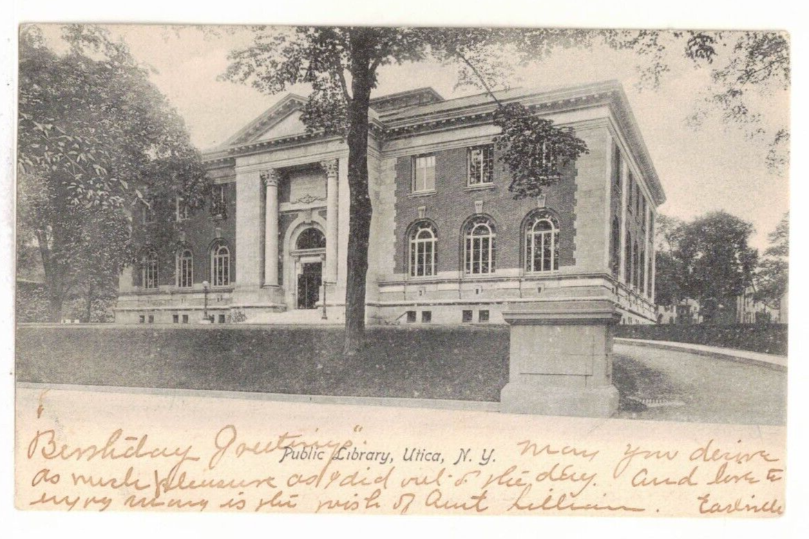 1907 UDB PC Street View of Public Library Utica, NY Earlville, NY Postmark eBay