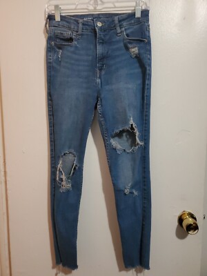Old Navy Jeans Women s Size 4 Rockstar Super Skinny Mid Rise Med Wash Distressed