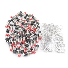50Pcs Red Cap 7mm 2Pin Momentary Mini Push Button Switch Normally Open 