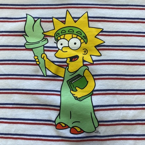 The Simpsons Youth T-shirt Big Kids L Cartoon Lisa Simpson Statue of Liberty - Picture 3 of 11