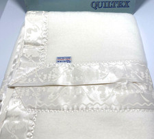VTG Quiltex Baby Blanket Satin Trim Crib Original Box Gift 36" x 50" Union USA