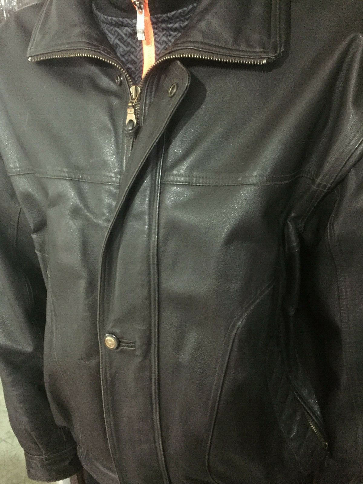 Chaqueta De Piel Modelo Aviador Marrón Oscuro Tag 52 como Nuevo Perfecto