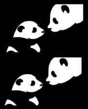 Panda Pair 6" White Vinyl Decal Car Truck Window Laptop Notebook Tablet Tumbler