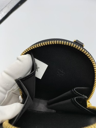 MCM Visetos Monogram Coin Purse Round Mini Wallet Black Leather Zip Women's - 第 4/6 張圖片