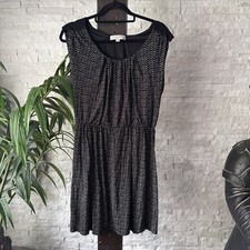 LOFT Black Cream Tribal Boho Jersey Cap Sleeve Dress Size M