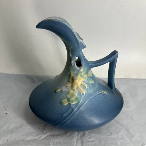Vintage Roseville Pottery Columbine Blue Ever Shape 18 7” Tall Very Nice Piece