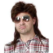 Mullet Wigs for Men 70S 80S Costumes Mens Brown Fancy Party Accessory Cosplay Ha