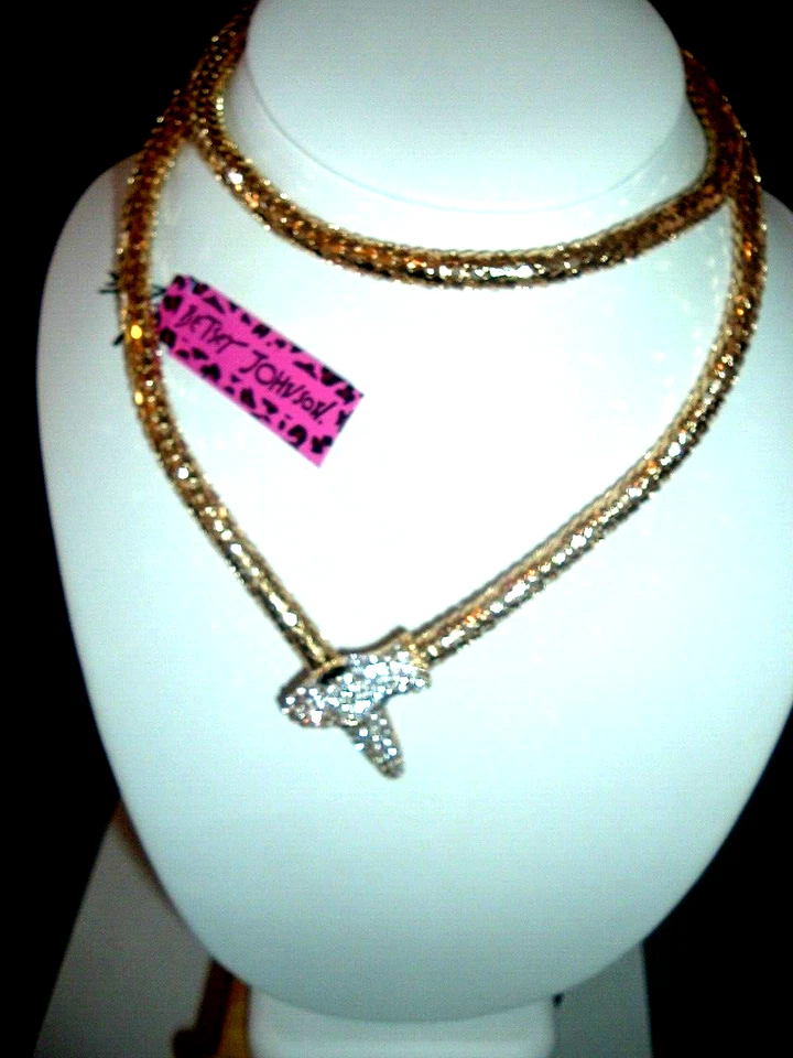 Betsey Johnson SLITHERING LONG GOLD Shiny WRAP-AROUND SNAKE NECKLACE-MAGNET - Image 2 of 4