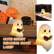 Cute Ghost Reading Lamp Halloween 3D LED Night Light Spooky Desk Bedroom Light