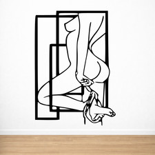 Sexy Bondage Woman Vinyl Wall Decals Stickesr Man Cave Dungeon Art Decor