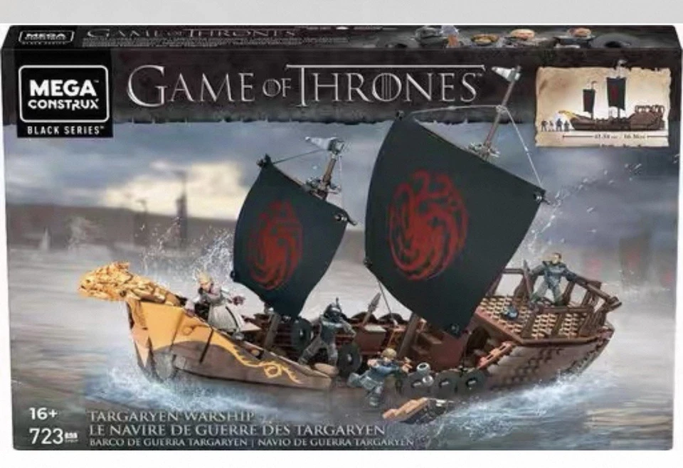 1pcs Mega Construx Black Series Game of Thrones Targaryen Warship GPB29 Toy - Image 4 of 4
