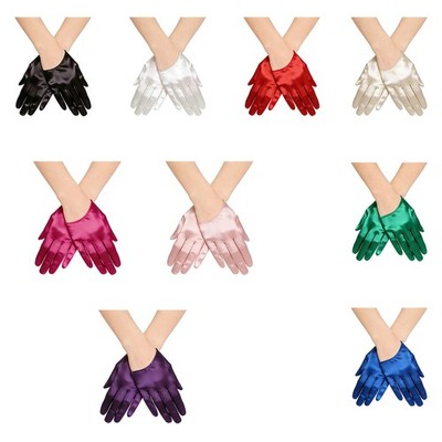 Women Arm Warmer Half-palm Satin Mittens Stylish Etiquette Gloves Retro Party