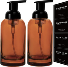 2 Pack Foaming Soap Dispenser Thick Glass Foam Hand Soap Dispenser for Bathroom