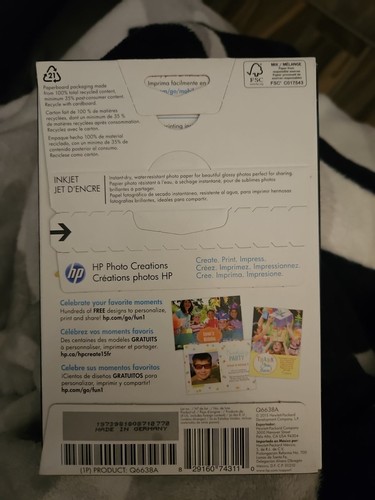 Hewlett Packard Q6638A 4 x 6 inch Glossy Printer Paper - 100 Sheets - Afbeelding 2 van 2