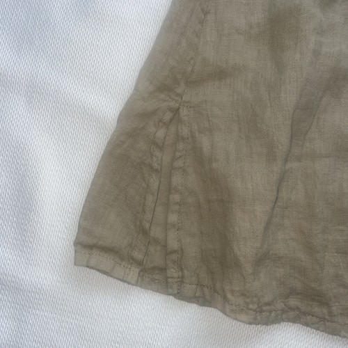 NEUES ÄRMELLOSES DAMENOBERTEIL AUS 100 % LEINEN TAUPE GRÖSSE PETITE - Bild 4 von 6