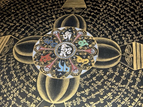 Original hand painted Tibetan Buddha Om mandala Thangka painting Yoga Art Deco P - Picture 7 of 8
