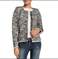 IRO Lizzie Moto Jacket Women s EU 36 US XS Tweed Textured Snap Luxury Designer