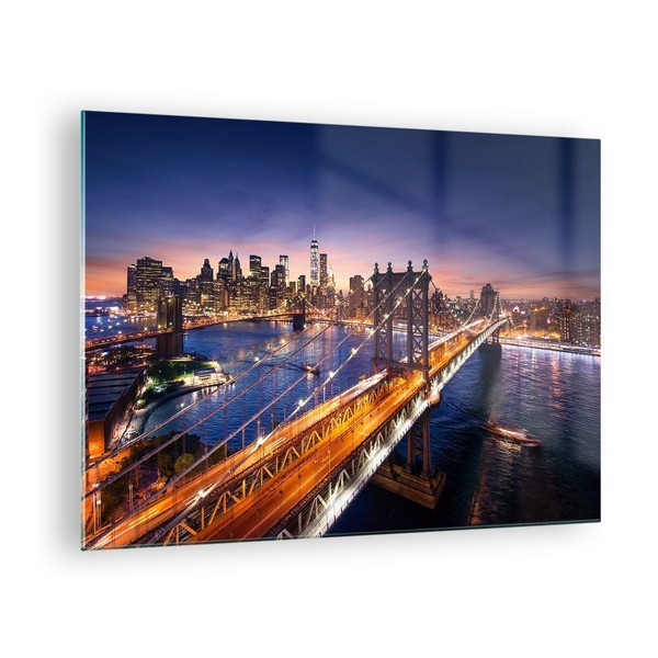 Wandbilder 70X50Cm Glasbild Usa Amerika New York Manhattan Bilder Art Wanddeko-image