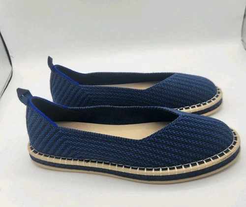Rothys Navy Striped The Espadrille Slip On Womens Size 8.5