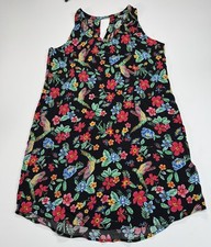 Old Navy Tropical Dress Womens Medium Hawaiian Beach Aloha Black Floral Casual