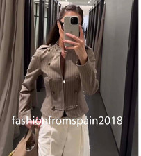 ZARA NEW WOMAN ARMY-STYLE STRIPED TAILORED BLAZER LT. TAN XS-XXL 2010/875/708