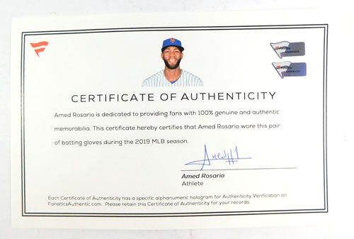 2019 Signed Amed Rosario Game-Used White Franklin Batting Gloves #AA0054232 - Picture 4 of 4