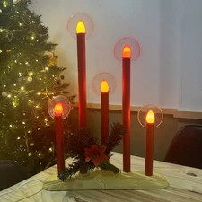 Vintage Noma 5 Lite Candolier Halo Candlabra With Poinsettia - Working