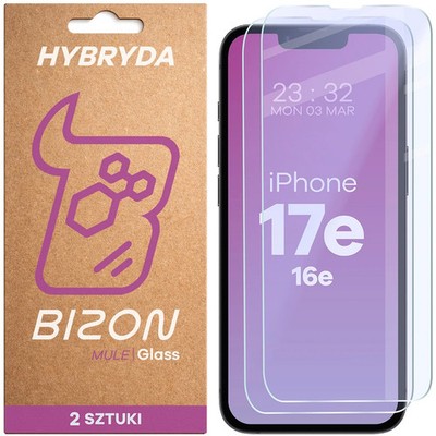 2x Schutzglas für iPhone 17e / 16e Bizon Displayschutzglas Hybridglas Glas
