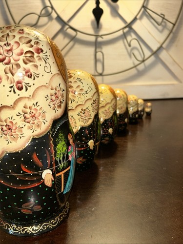 Exquisite russische Matroschka Folklore Handarbeit 7 Stück verschachtelte Puppe signiert - Bild 14 von 22