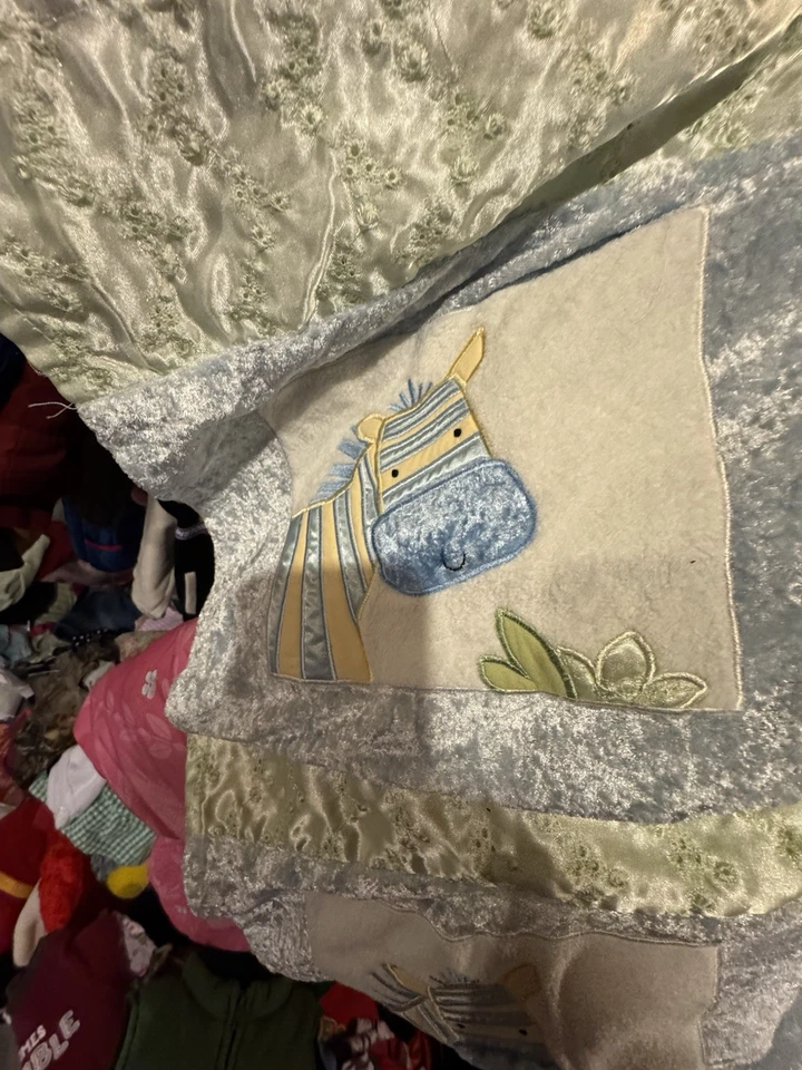 Baby Jungle Valances 2-58” Long. Blue And Light Green Soft Velvet Like Material. - Image 3 of 4