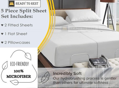 Split King Sheets- 5 Piece Adjustable Split King Sheets Sleep Number Bed- 1800 U - Picture 4 of 9