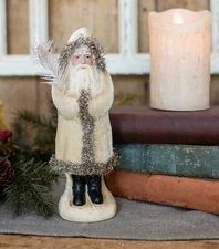 Ragon House Belsnickle Ivory Velvet Santa Claus 8" Paper Mache Figurine