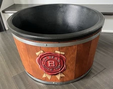 Jim Beam Barrel Beverage Ice Tub, Wood Barrell Accent, Drain Plug Plastic Inside