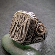 Jugendstil Monogramm Ring 800 Silber MM alt antik c. 1920 RG 59