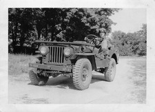 Willys WWII Era Military Jeep 1940s Photo Convertible Soldier Driving Posing