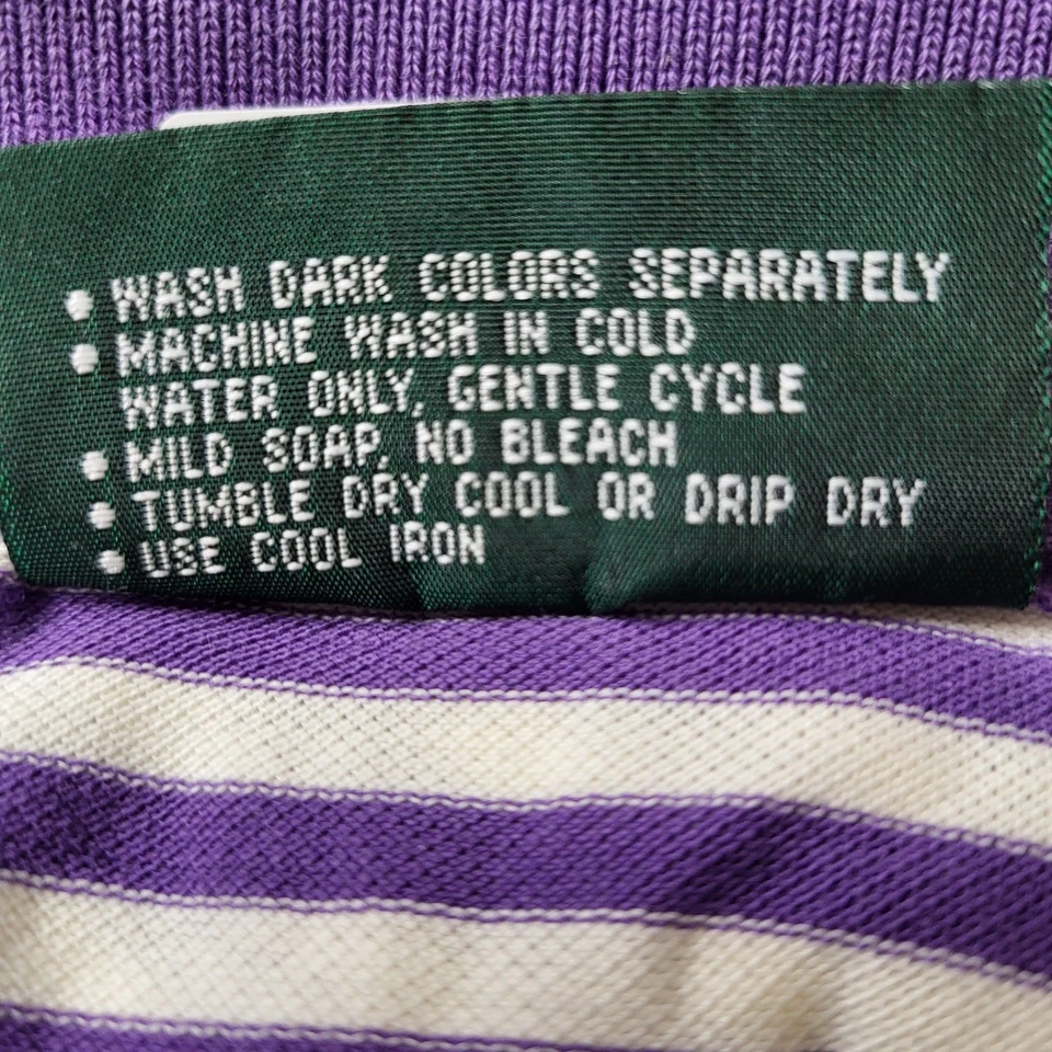 Polo de golf vintage Masters Collection para hombre L púrpura bordado a rayas años 90 Foto 3 de 4