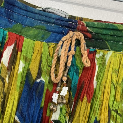 Short Circuit Maxi Boho Skirt OS Drawstring Pleated Gauzy Semi Sheer Floral Full - Picture 4 of 9