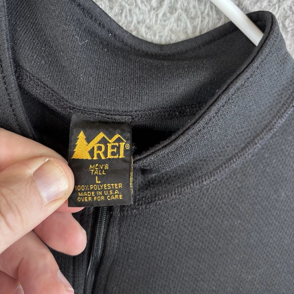 Capa Base REI Para Hombre Grande Alta Negra 1/4 Cremallera Manga Larga Hecha en EE. UU. De Colección Foto 3 de 4